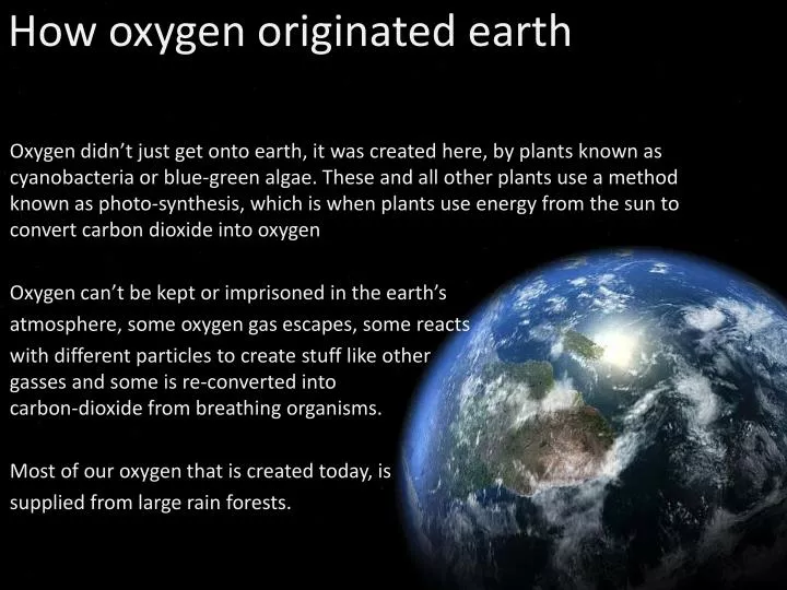 how oxygen originated earth