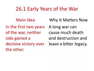 26.1 Early Years of the War