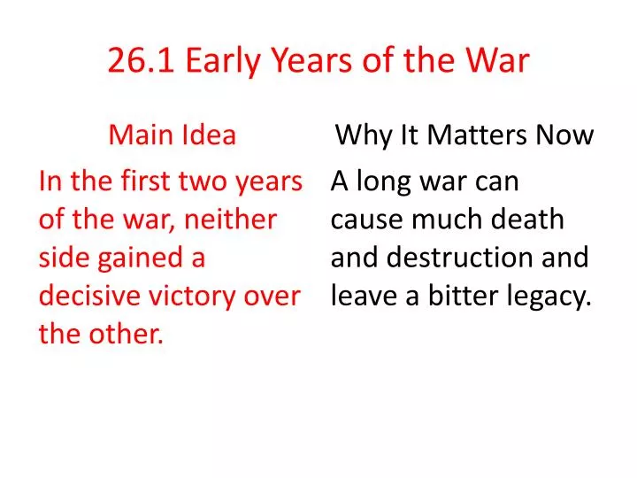 26 1 early years of the war