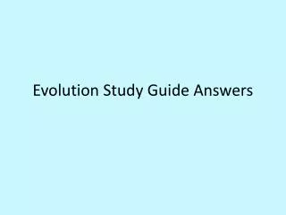Evolution Study Guide Answers