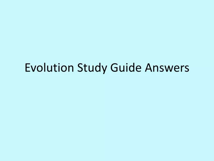 evolution study guide answers