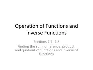 operation of functions and inverse functions