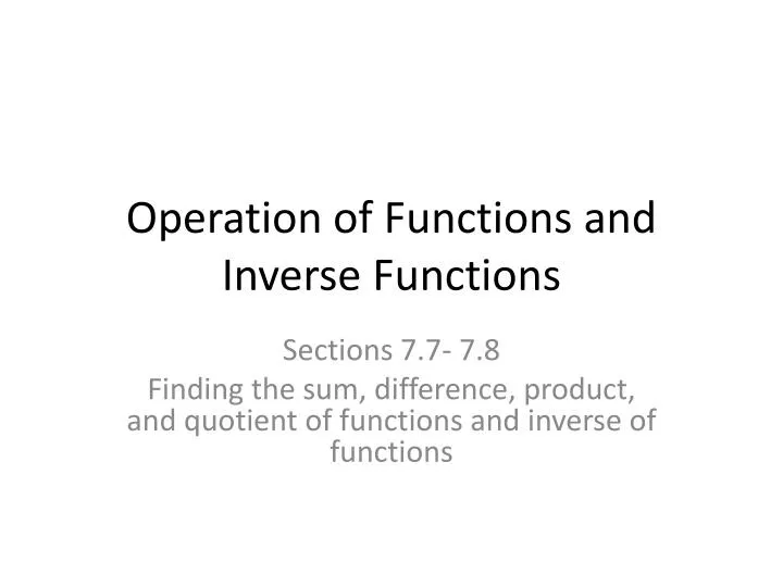 operation of functions and inverse functions