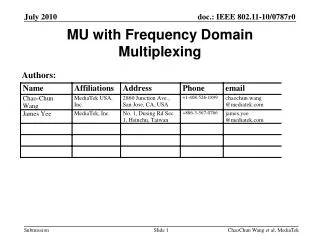 MU with Frequency Domain Multiplexing