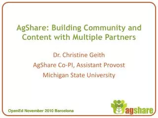AgShare: Building Community and Content with Multiple Partners