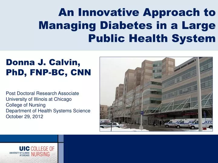 an innovative approach to managing diabetes in a large public health system