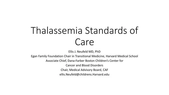 thalassemia standards of care