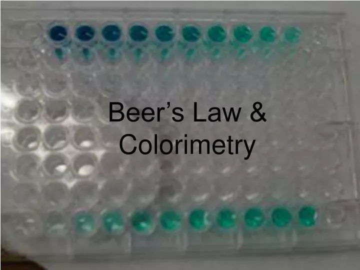 beer s law colorimetry