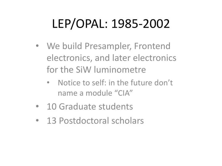 lep opal 1985 2002