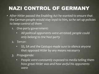 Nazi control of Germany