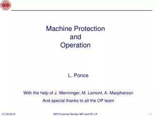 Machine Protection and Operation