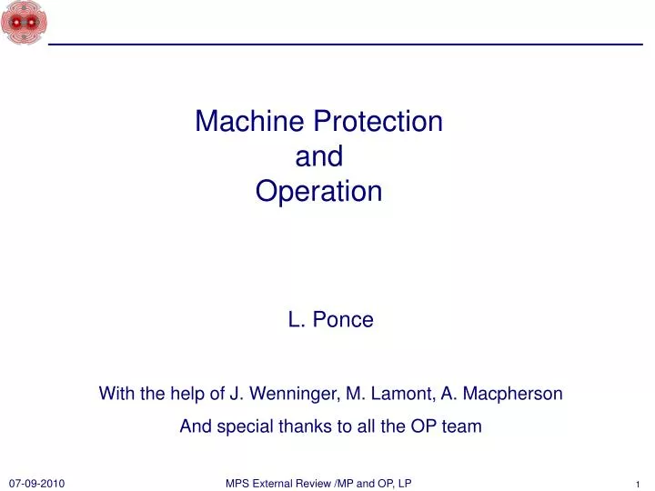 machine protection and operation