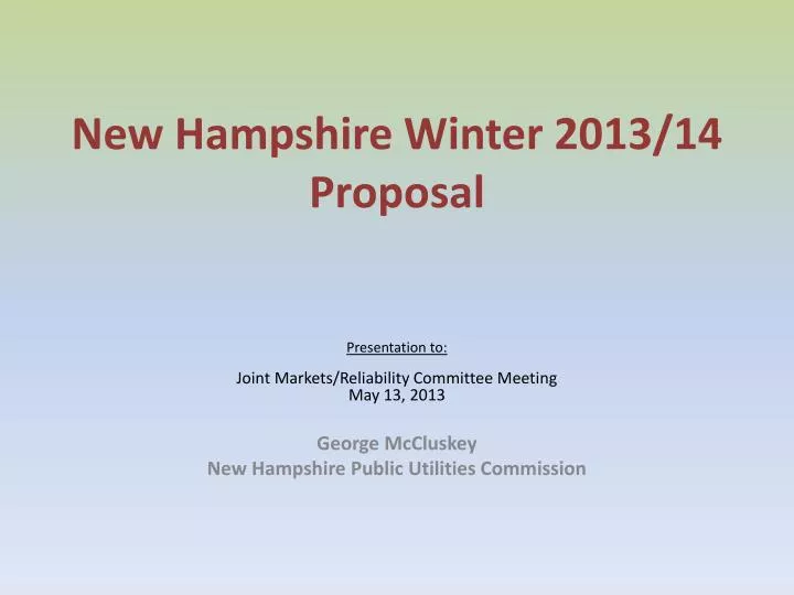 new hampshire winter 2013 14 proposal