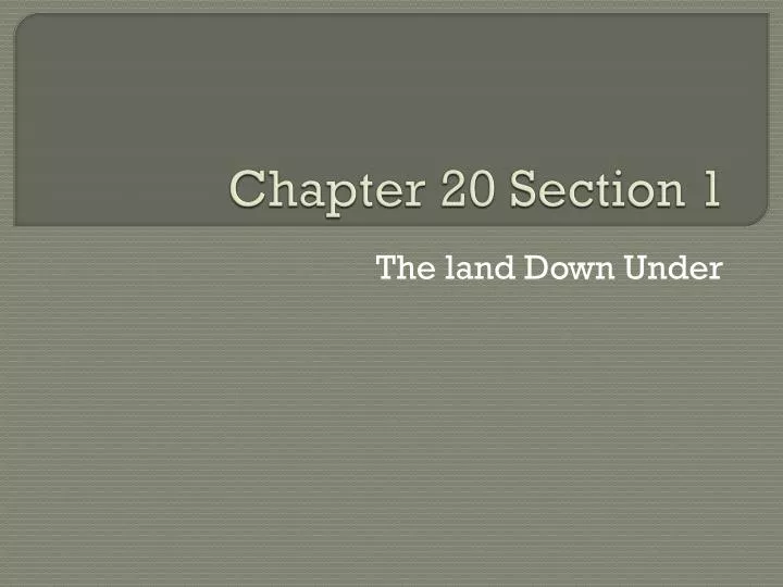 chapter 20 section 1
