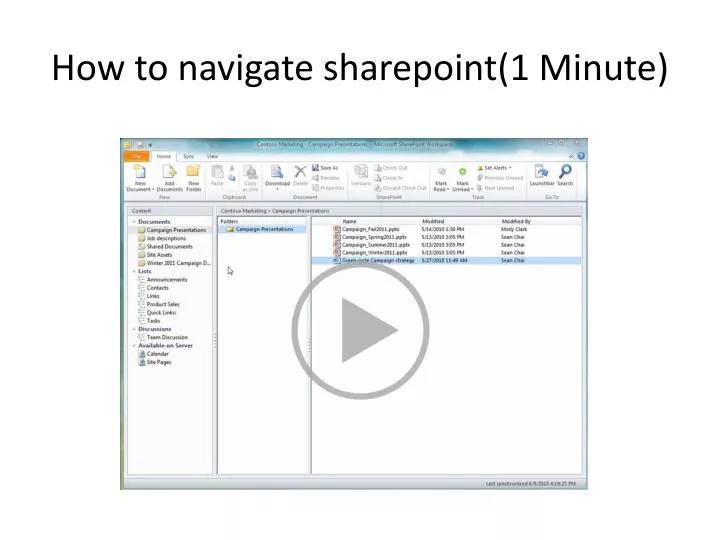how to navigate sharepoint 1 minute