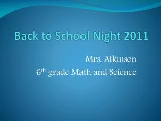 Back to School Night 2011
