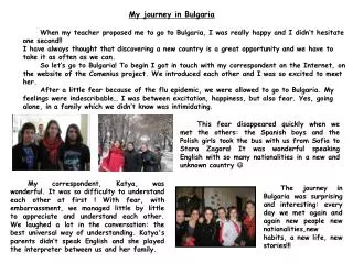 My journey in Bulgaria