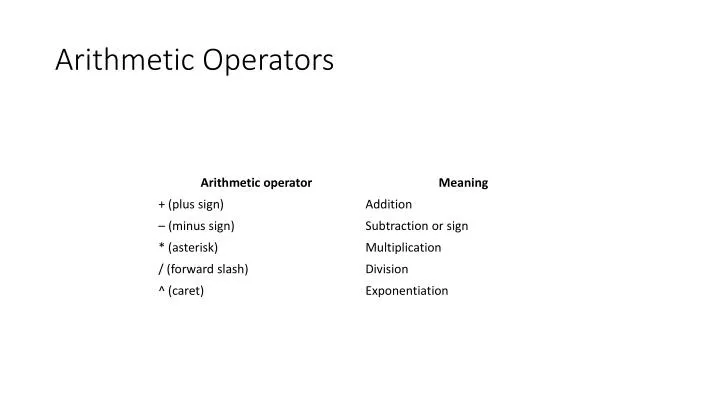 arithmetic operators