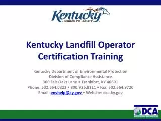 Kentucky Landfill Operator Certification Training