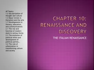 CHAPTER 10: RENAISSANCE AND DISCOVERY