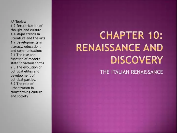 chapter 10 renaissance and discovery