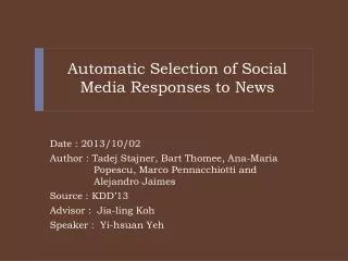 Automatic Selection of Social Media Responses to News