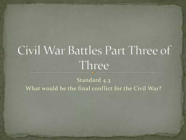 civil war battles part three of three