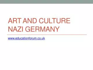 Art and Culture Nazi Germany