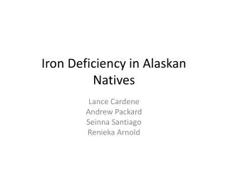 Iron Deficiency in Alaskan Natives