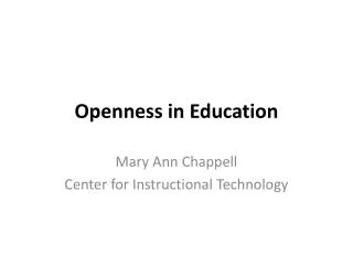Openness in Education