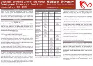 Middlesex University Department of Economics and Statistics Ghulam Mustafa G.Mustafa@mdx.ac.uk