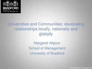 Universities and Communities: developing relationships locally, nationally and globally