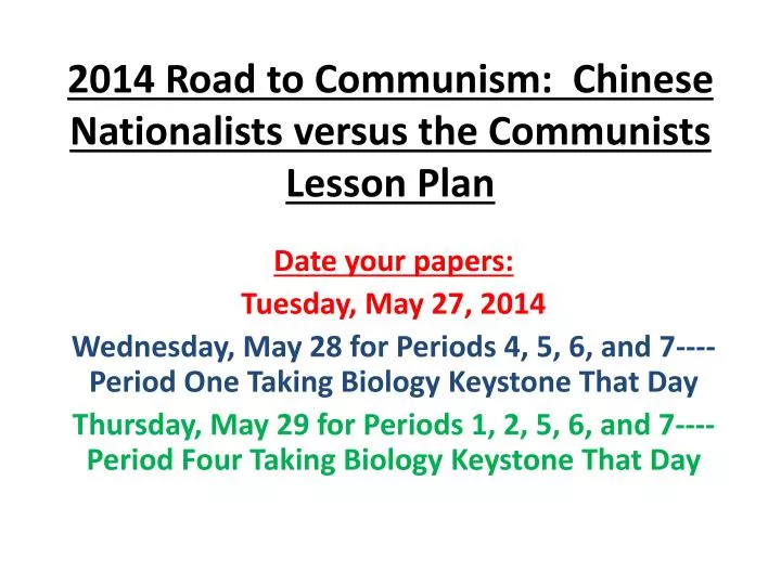 2014 road to communism chinese nationalists versus the communists lesson plan