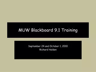 MUW Blackboard 9.1 Training