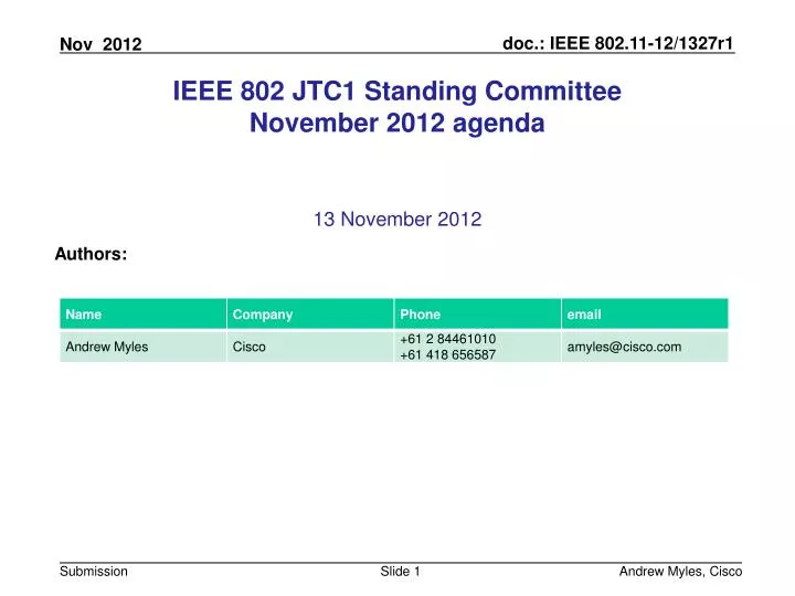 ieee 802 jtc1 standing committee november 2012 agenda