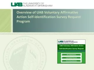 Overview of UAB Voluntary Affirmative Action Self-Identification Survey Request Program