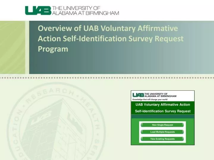 overview of uab voluntary affirmative action self identification survey request program