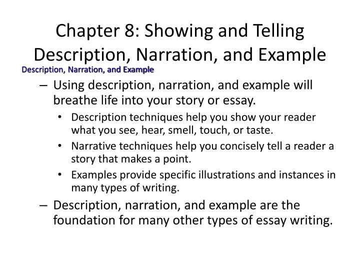 chapter 8 showing and telling description narration and example