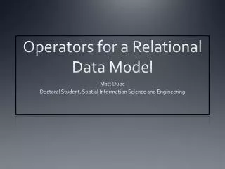 Operators for a Relational Data Model