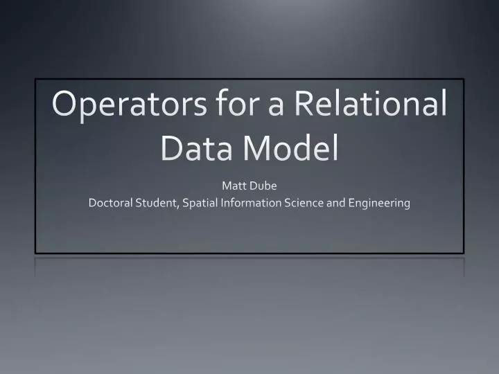 operators for a relational data model