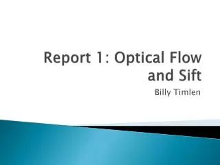 Report 1: Optical Flow and Sift