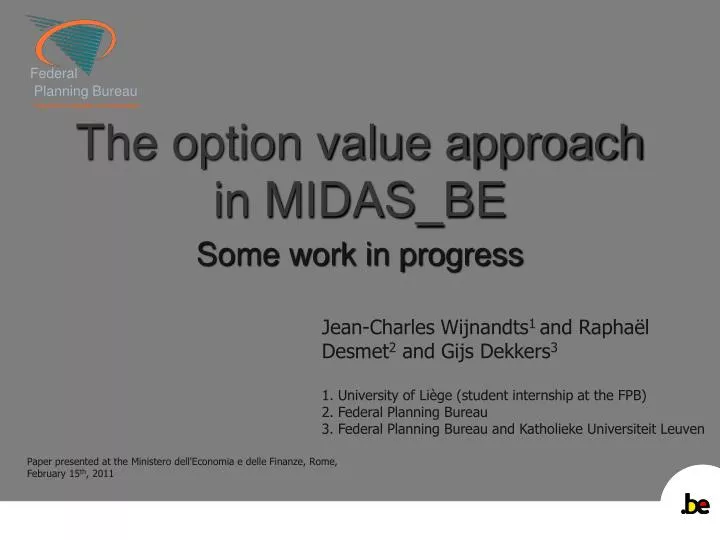 the option value approach in midas be