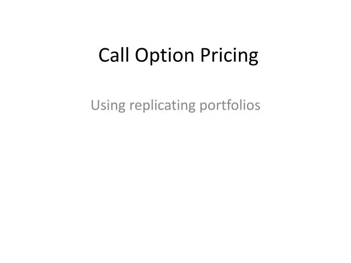 call option pricing