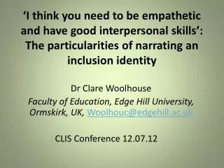 Dr Clare Woolhouse