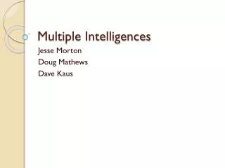 Multiple Intelligences