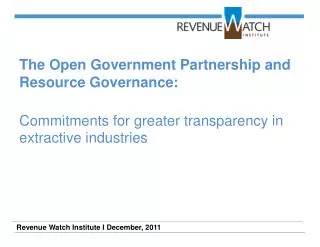 The Open Government Partnership and Resource Governance: