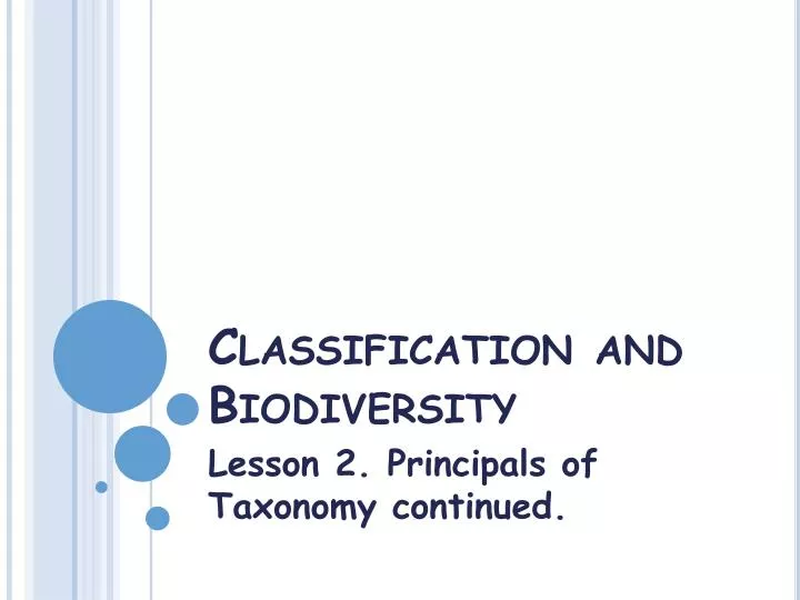 classification and biodiversity