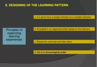 E. DESIGNING OF THE LEARNING PATTERN