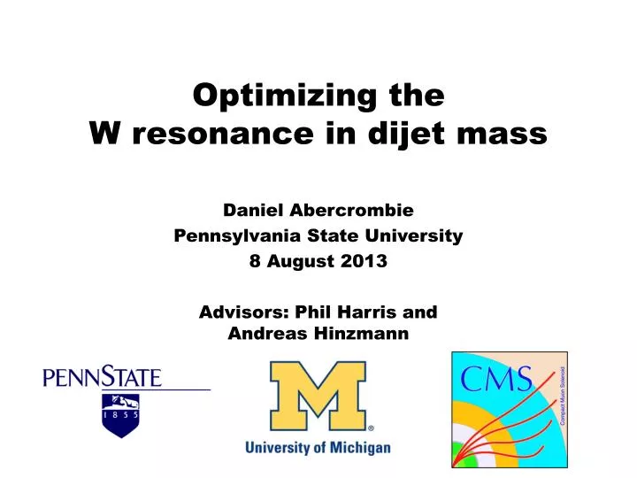 optimizing the w resonance in dijet mass