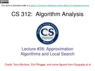 CS 312: Algorithm Analysis